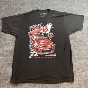 Fast & Furious Mens XL Graphic T-Shirt Black Red Car Quarter Mile Quote Tee